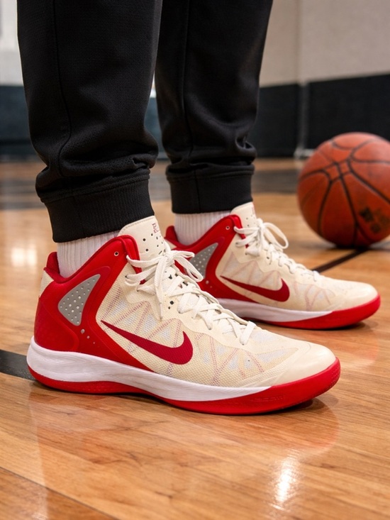 Nike Men’s Zoom Hyperenforcer XD Off White and Red Basketball Sneakers Sz 12 main image 7